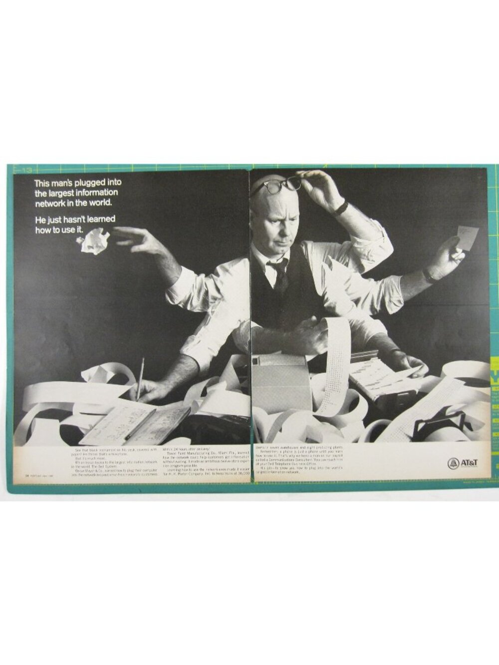 Print Ad AT&T Telecom Consultant Office Work Space  2 Page Vintage 1968